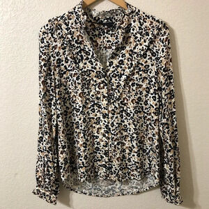 Anthropologie Maeve Katia Leopard Print Ruffled Button Down - Size 4
